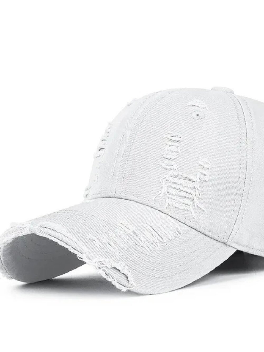 White Distressed Washed Dad Hat Adjustable Baseball Cap Unisex Vintage Casual